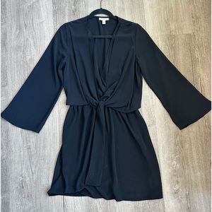 Topshop | Long Sleeve Knotted Dress - Size M, Black